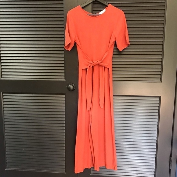 Ces Femme 100% Cotton Cropped Textured Jumpsuit with Front or Back Tie, Size Sm - Picture 2 of 14